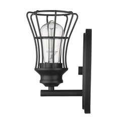 One Light Matte Black Cage Wall Sconce - Homeroots