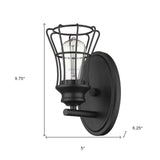 One Light Matte Black Cage Wall Sconce - Homeroots - Flyclothing LLC
