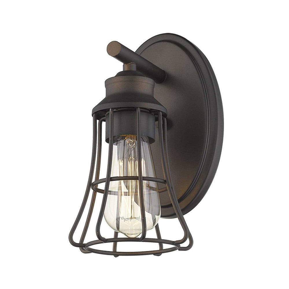 One Light Bronze Cage Wall Light - Homeroots - Flyclothing LLC