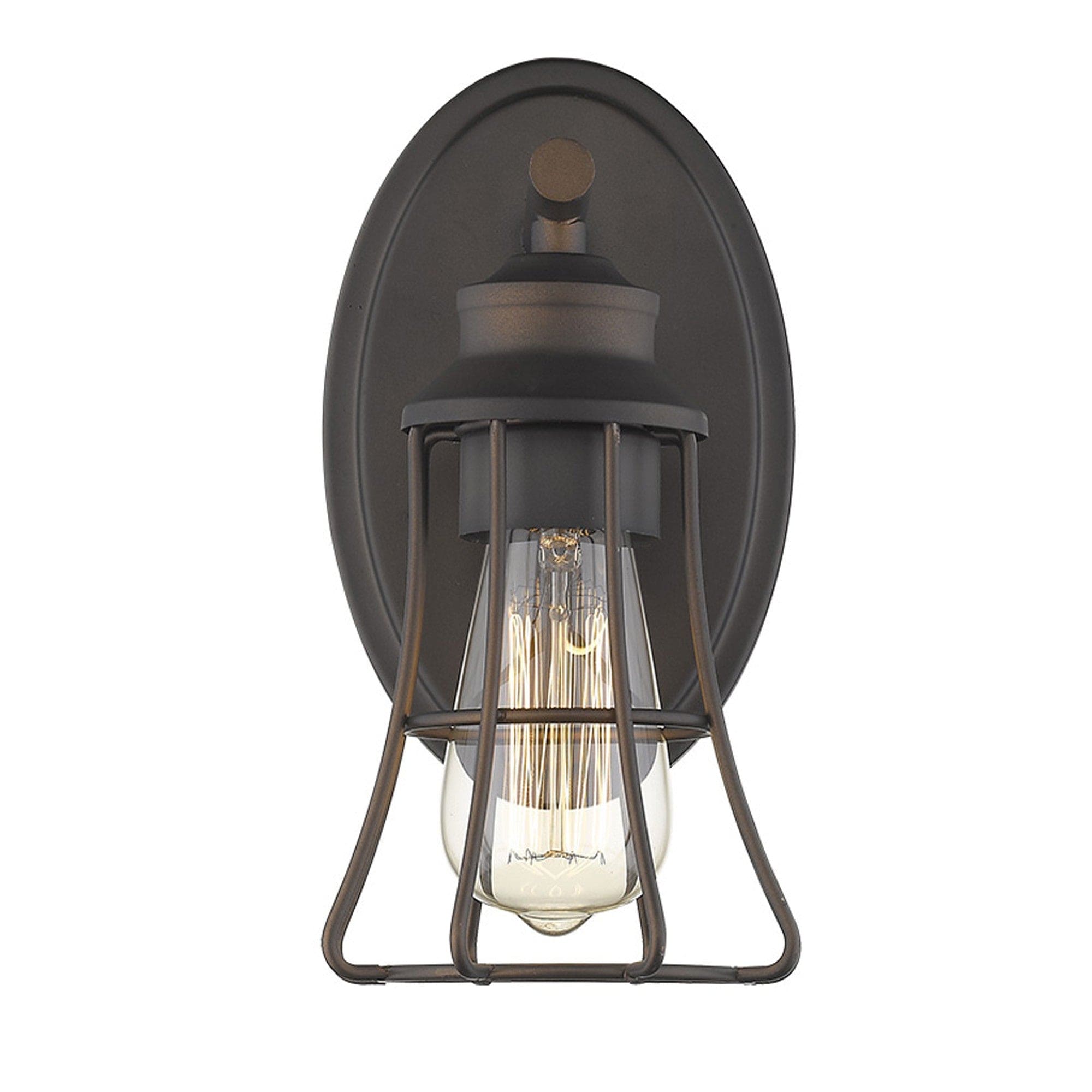 One Light Bronze Cage Wall Light - Homeroots