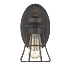 One Light Bronze Cage Wall Light - Homeroots