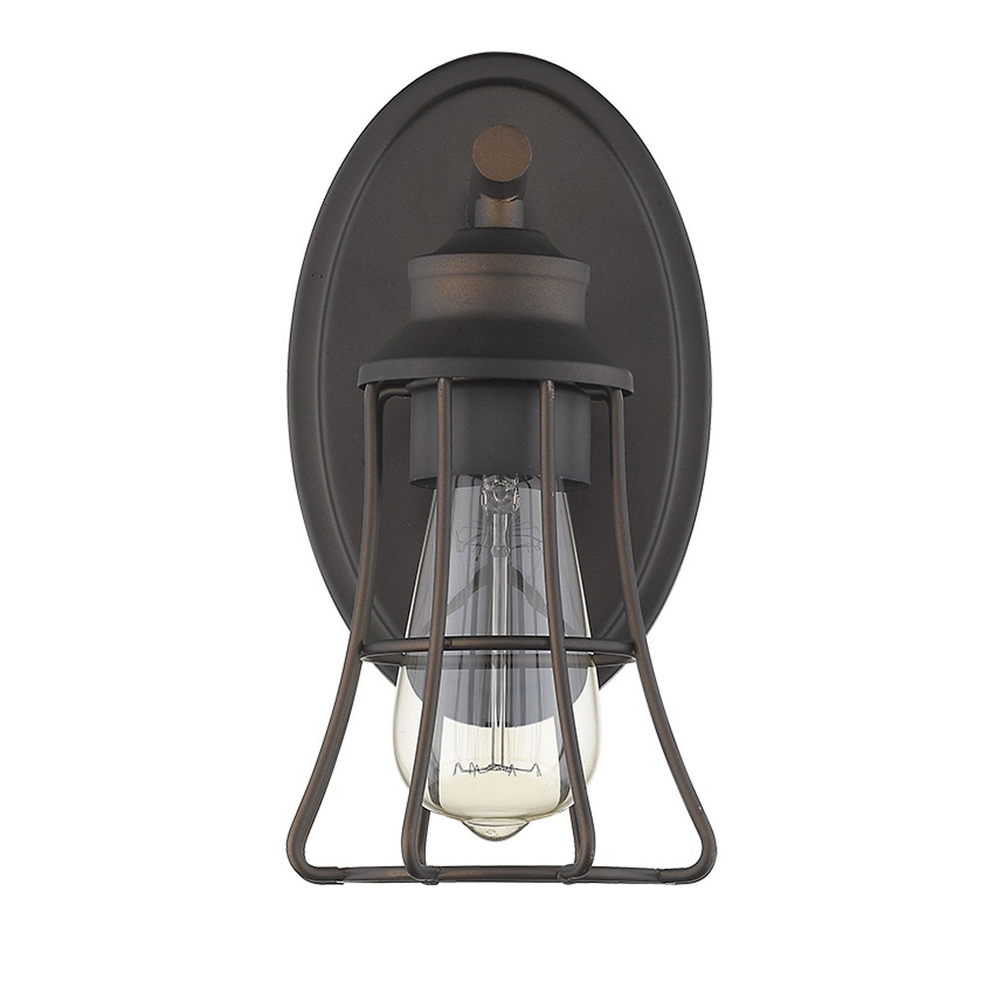 One Light Bronze Cage Wall Light - Homeroots