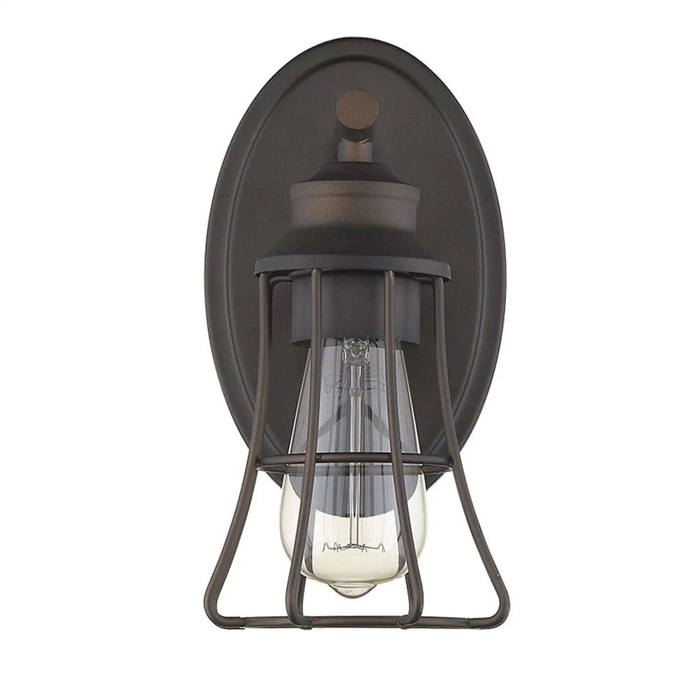 One Light Bronze Cage Wall Light - Homeroots - Flyclothing LLC