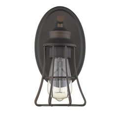 One Light Bronze Cage Wall Light - Homeroots