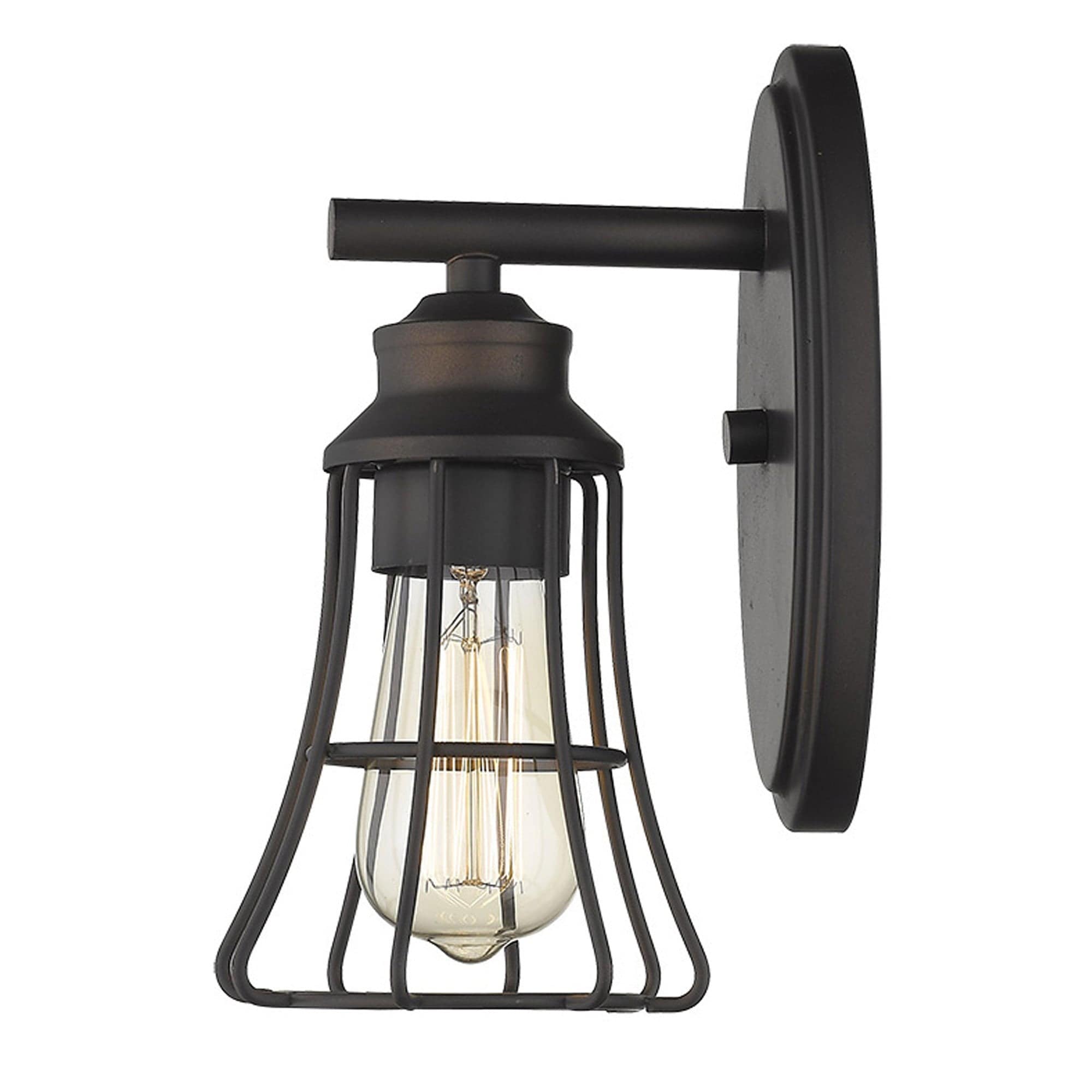 One Light Bronze Cage Wall Light - Homeroots
