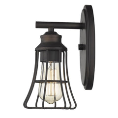 One Light Bronze Cage Wall Light - Homeroots
