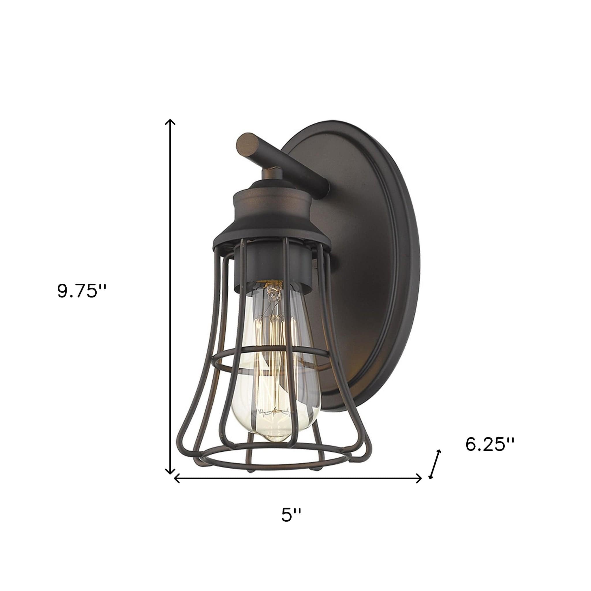 One Light Bronze Cage Wall Light - Homeroots