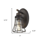 One Light Bronze Cage Wall Light - Homeroots - Flyclothing LLC