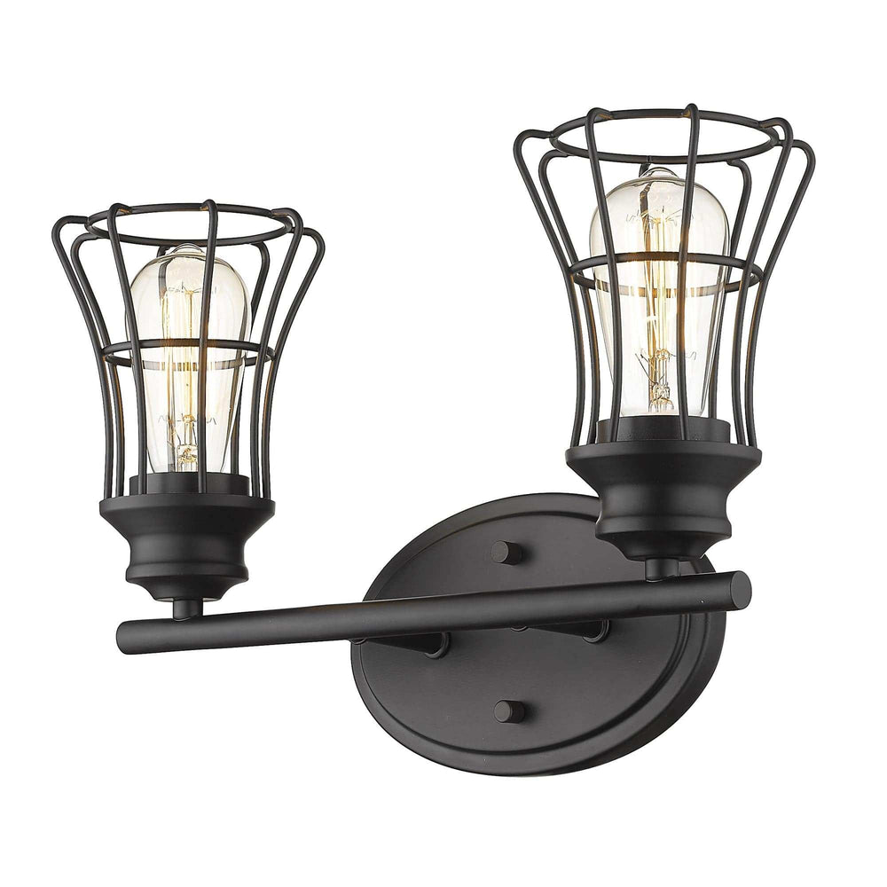 Two Light Matte Black Cage Wall Sconce - Homeroots - Flyclothing LLC