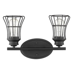 Two Light Matte Black Cage Wall Sconce