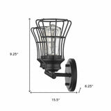 Two Light Matte Black Cage Wall Sconce - Homeroots - Flyclothing LLC
