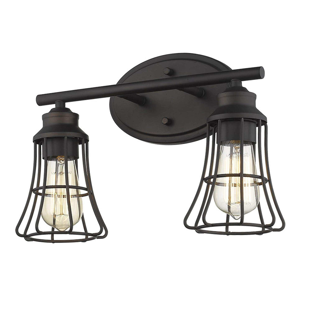 Two Light Bronze Cage Wall Light - Homeroots - Flyclothing LLC