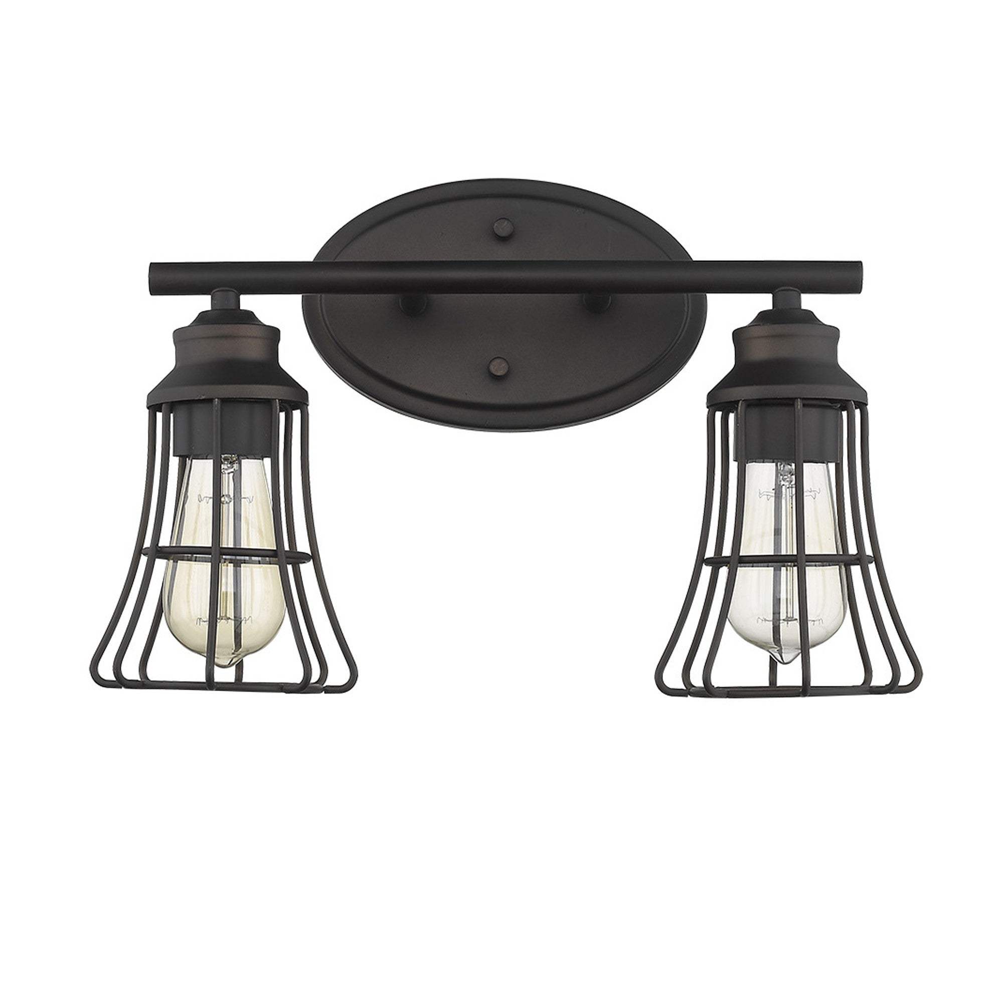 Two Light Bronze Cage Wall Light - Homeroots - Flyclothing LLC
