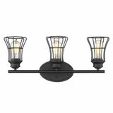 Three Light Matte Black Cage Wall Sconce - Homeroots - Flyclothing LLC