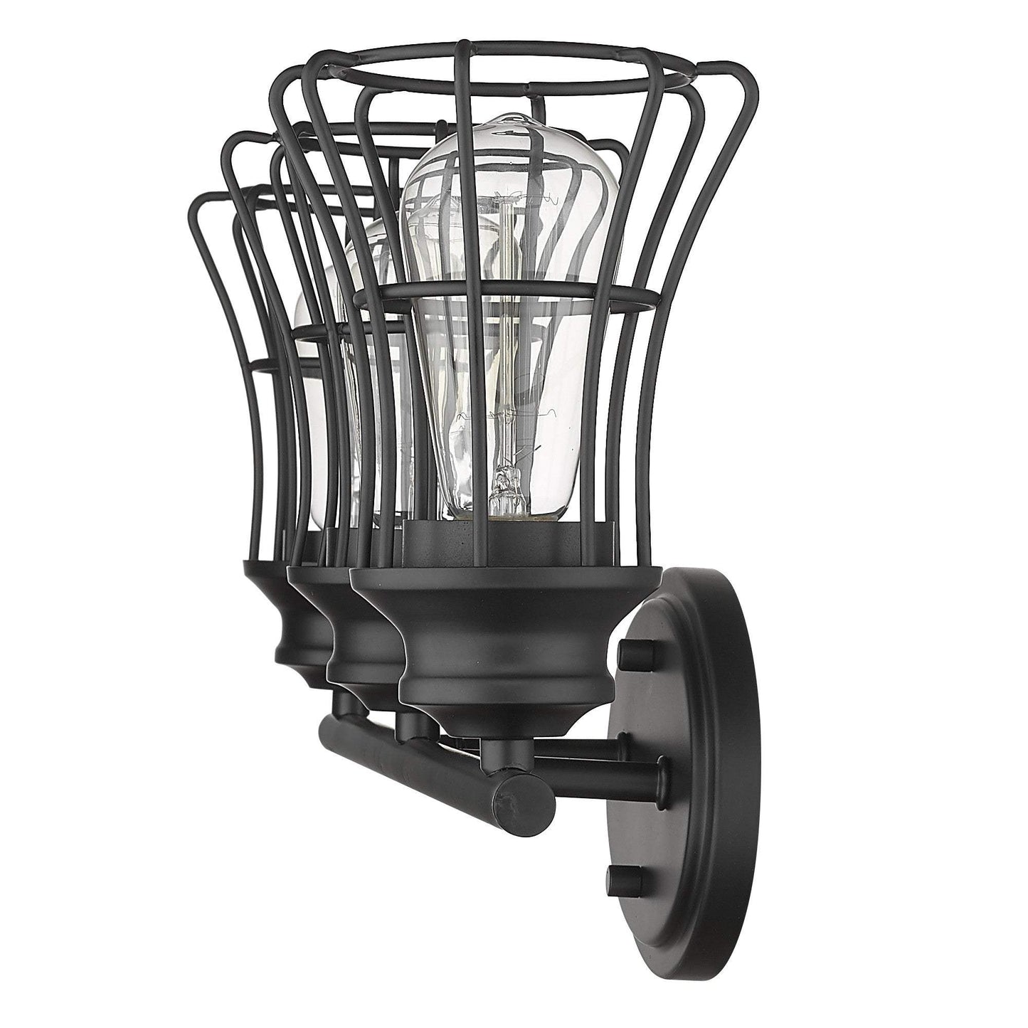 Three Light Matte Black Cage Wall Sconce - Homeroots - Flyclothing LLC