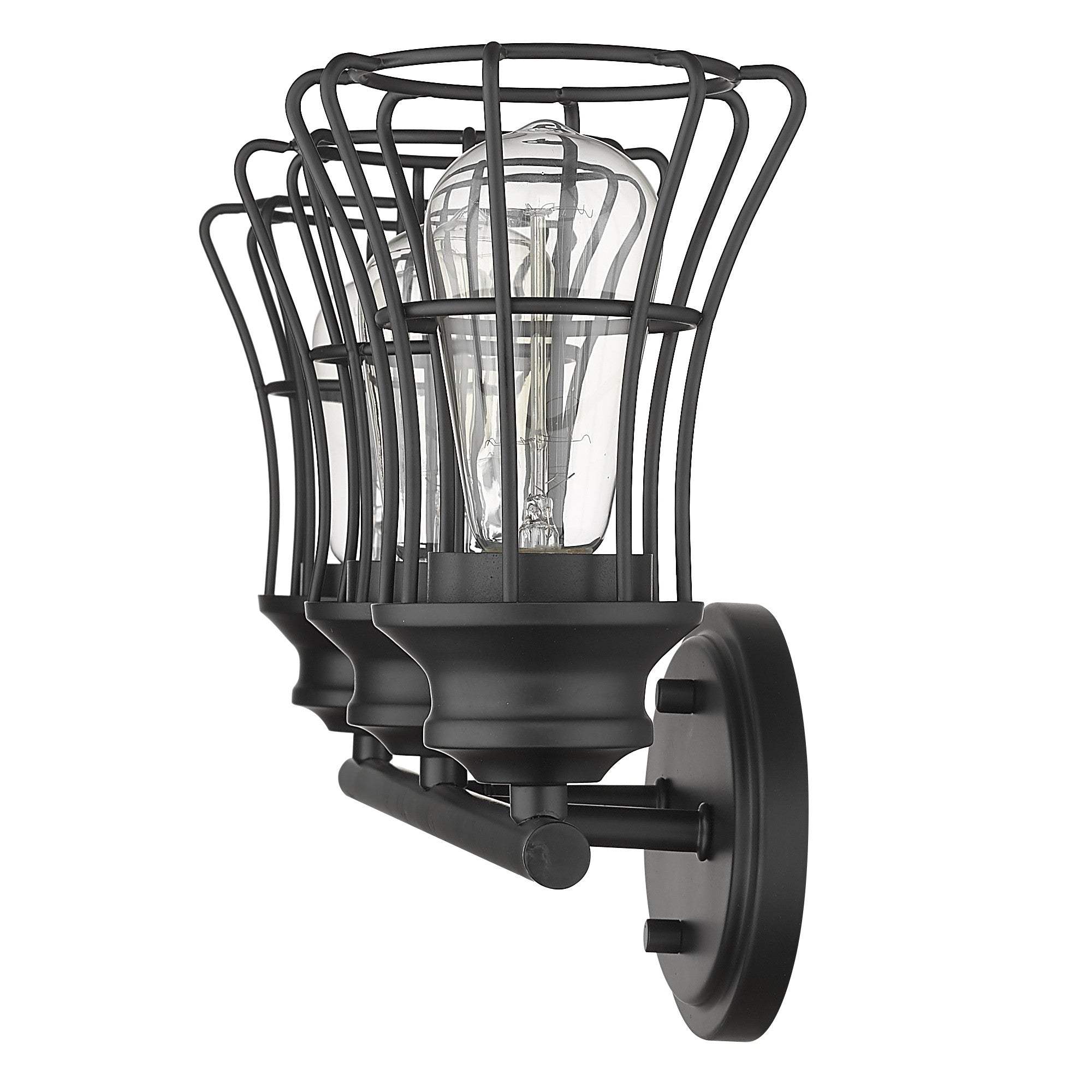 Three Light Matte Black Cage Wall Sconce - Homeroots - Flyclothing LLC