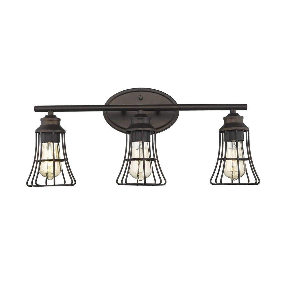 Three Light Bronze Cage Wall Light - Homeroots - Flyclothing LLC