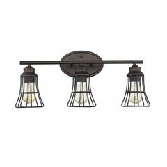 Three Light Bronze Cage Wall Light - Homeroots