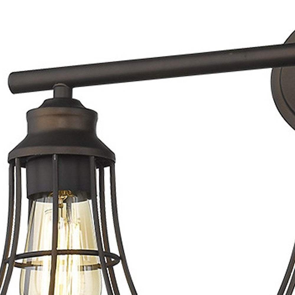 Three Light Bronze Cage Wall Light - Homeroots - Flyclothing LLC