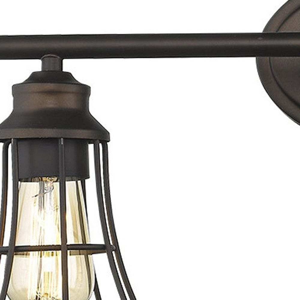 Three Light Bronze Cage Wall Light - Homeroots - Flyclothing LLC