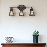 Three Light Bronze Cage Wall Light - Homeroots - Flyclothing LLC