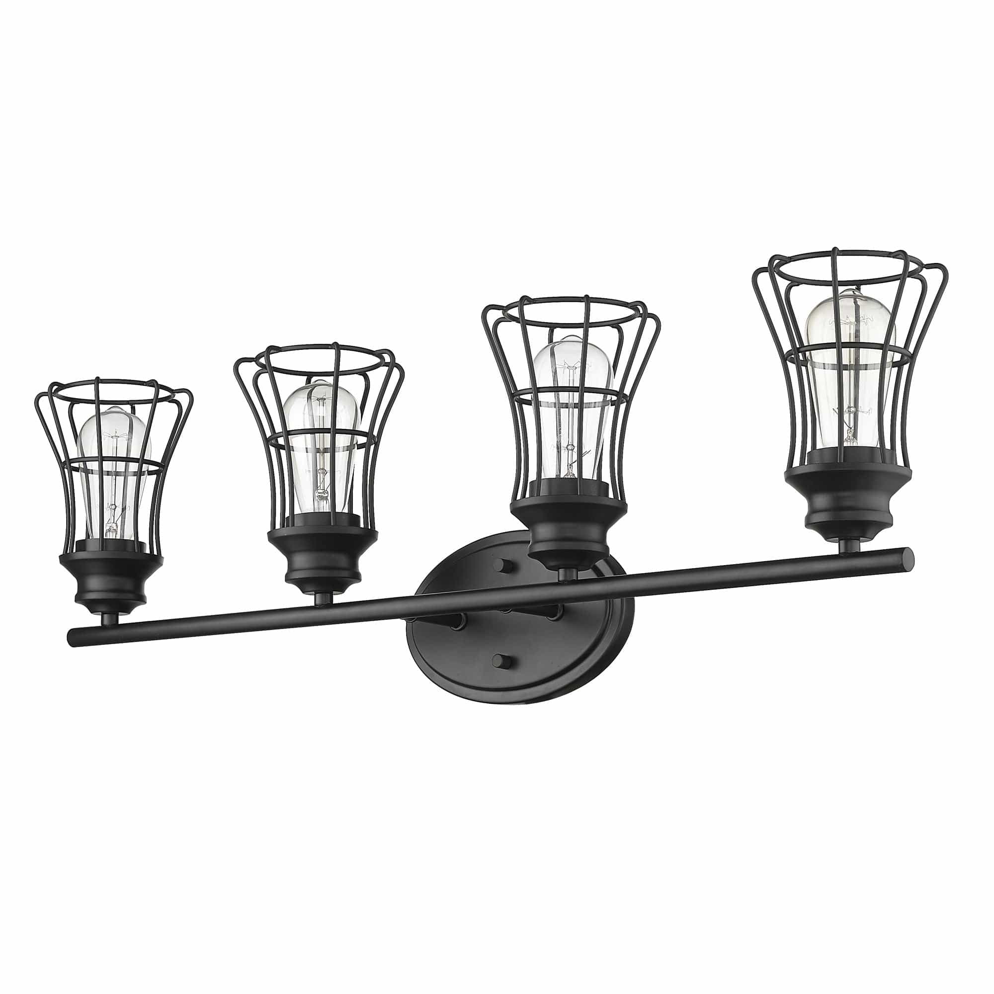 Piers 4-Light Matte Black Vanity - Homeroots