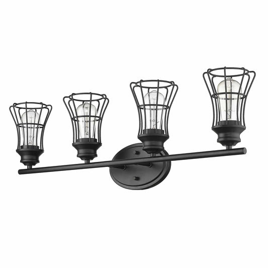 Piers 4-Light Matte Black Vanity - Homeroots
