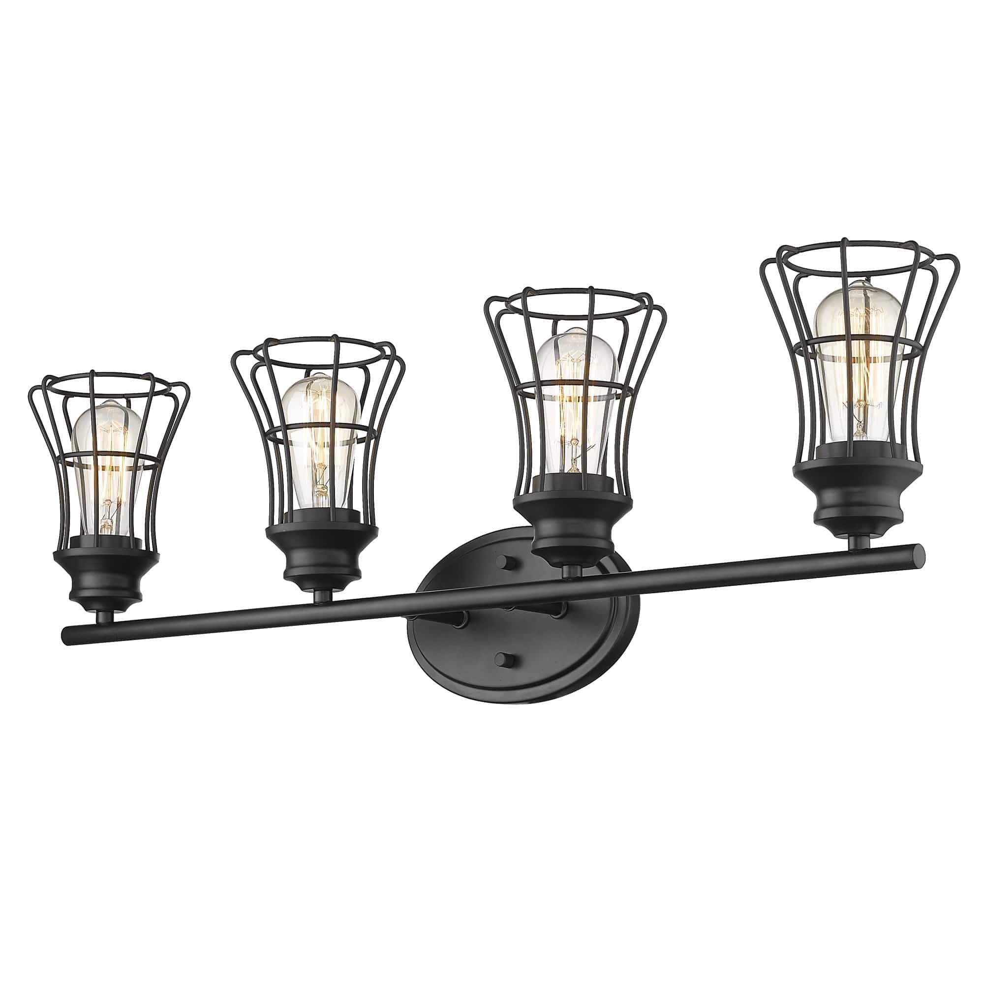 Piers 4-Light Matte Black Vanity - Homeroots