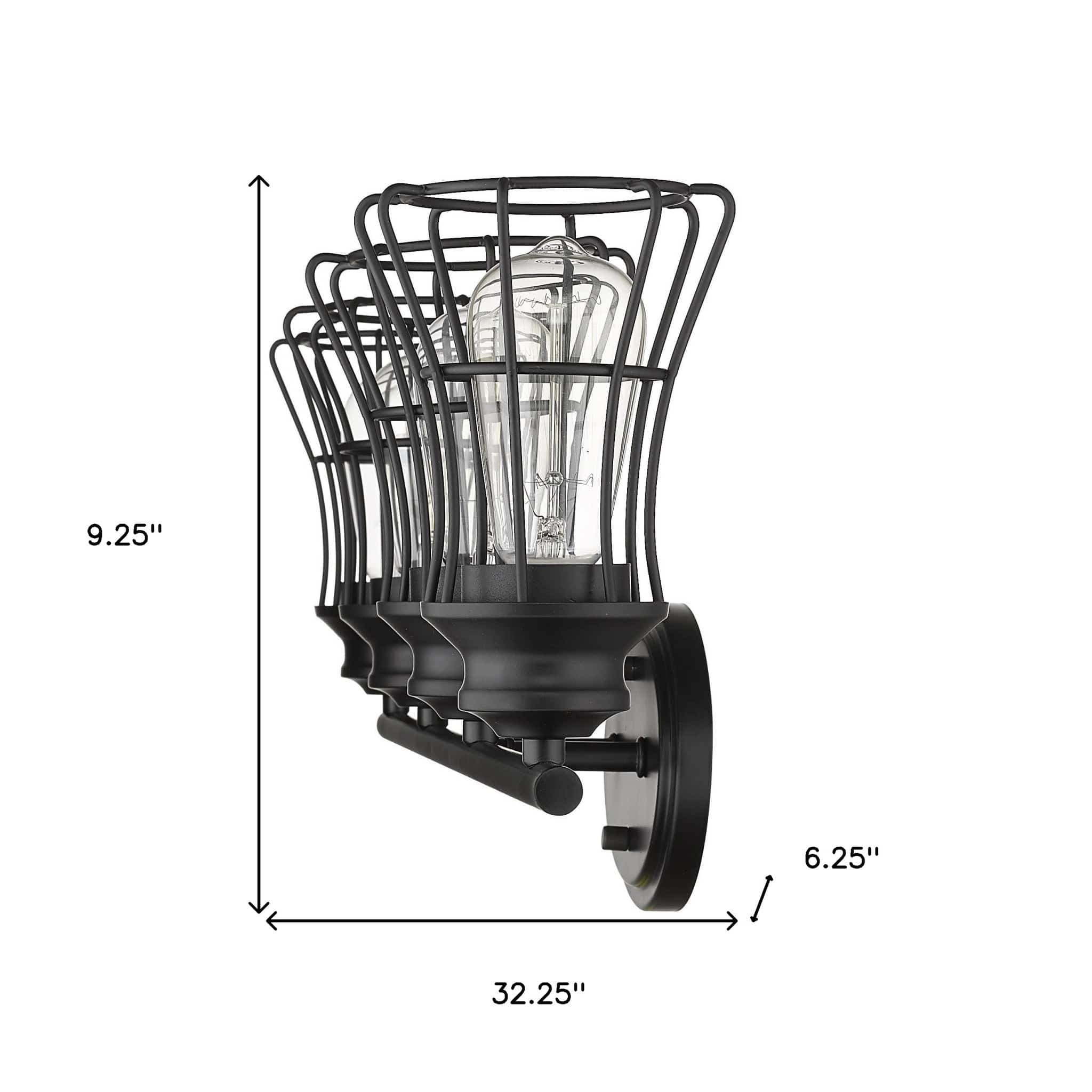 Piers 4-Light Matte Black Vanity - Homeroots