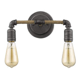 Two Light Industrial Textured Gray Wall Light - Homeroots - Flyclothing LLC