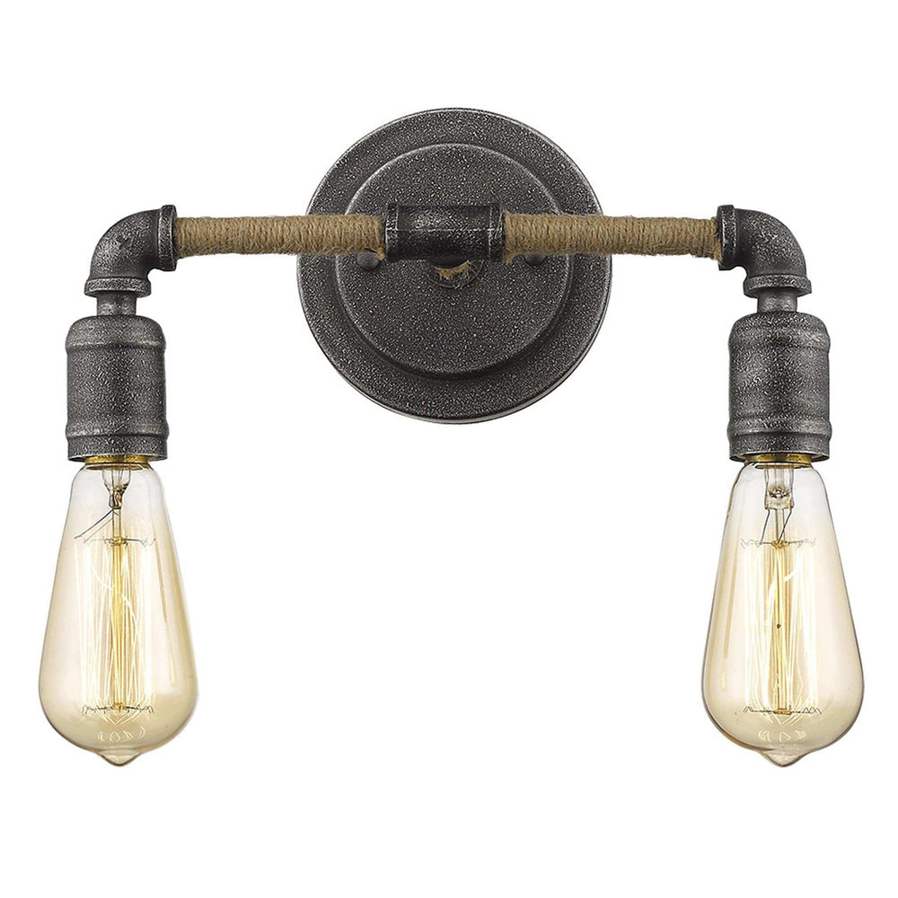 Two Light Industrial Textured Gray Wall Light - Homeroots - Flyclothing LLC