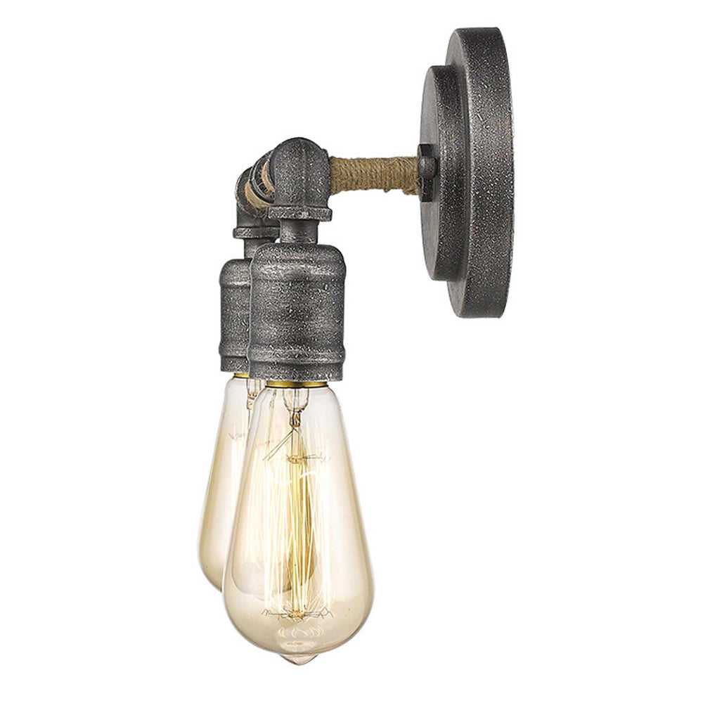 Two Light Industrial Textured Gray Wall Light - Homeroots - Flyclothing LLC