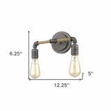 Two Light Industrial Textured Gray Wall Light - Homeroots - Flyclothing LLC