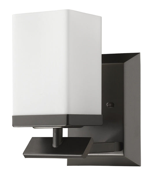 One Light Bronze Frosted Glass Wall Sconce - Homeroots