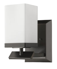 One Light Bronze Frosted Glass Wall Sconce - Homeroots