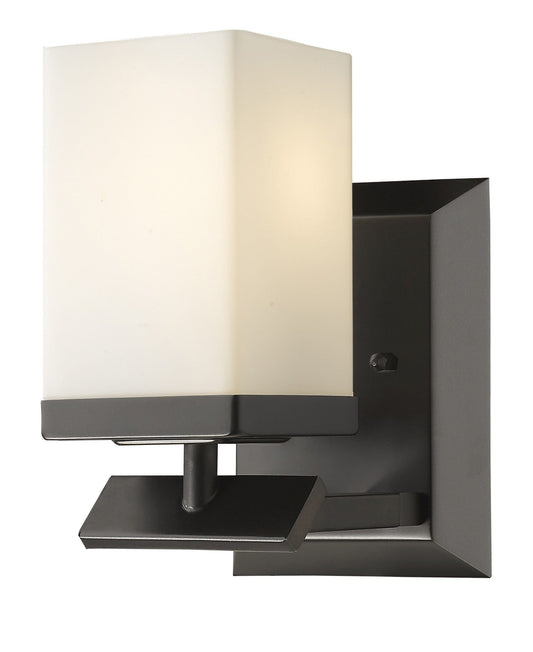 One Light Bronze Frosted Glass Wall Sconce - Homeroots