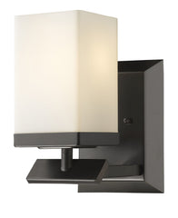 One Light Bronze Frosted Glass Wall Sconce - Homeroots