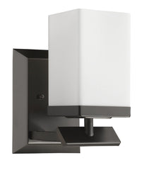 One Light Bronze Frosted Glass Wall Sconce - Homeroots