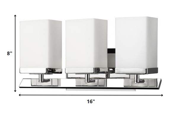 Three Light Silver Frosted Glass Wall Sconce - Homeroots - Flyclothing LLC