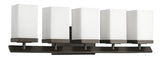 Burgundy 5-Light Oil-Rubbed Bronze Vanity Light With Etched Glass Shades