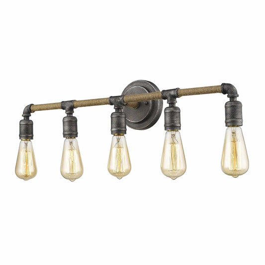 Grayson 5-Light Antique Gray Vanity - Homeroots