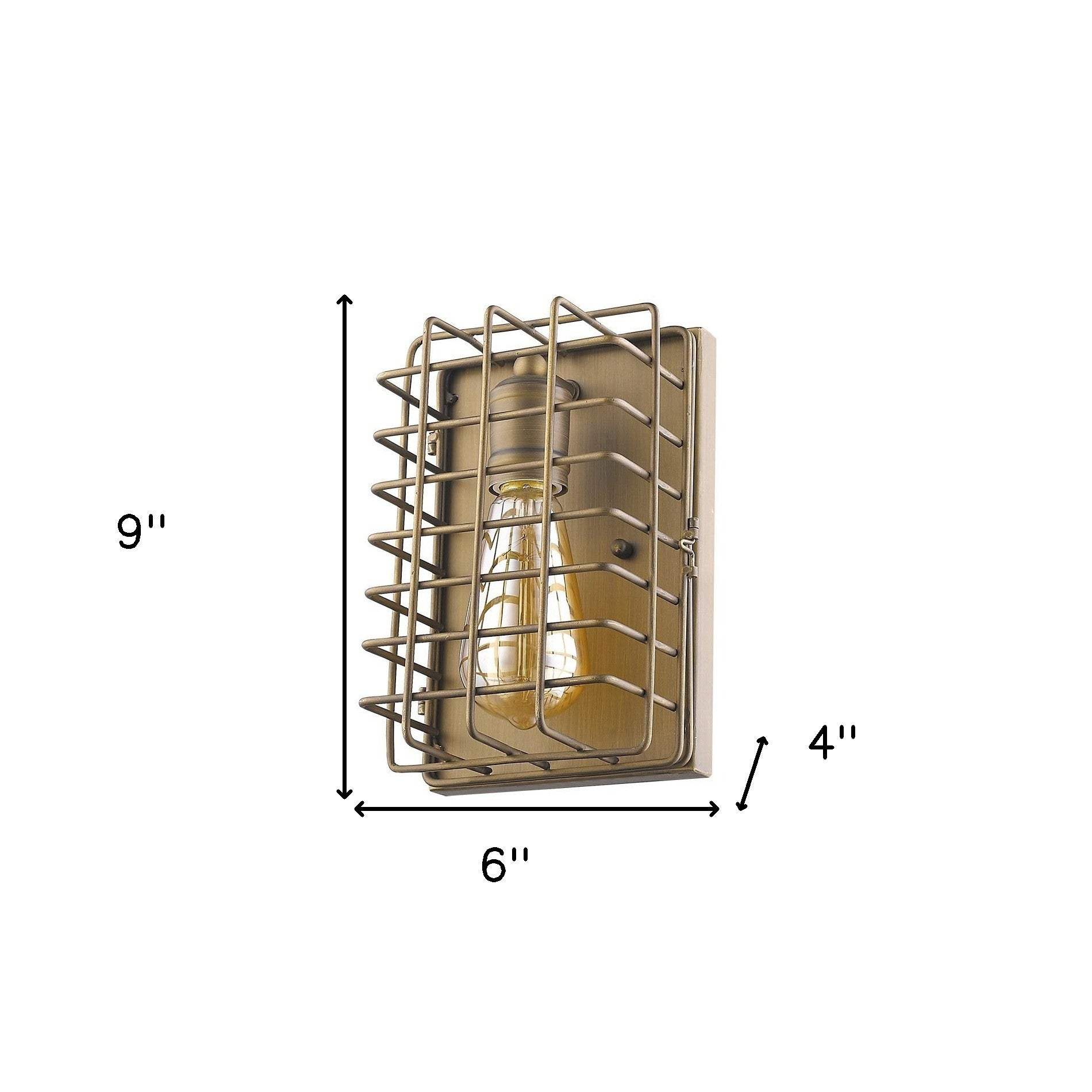 Light Gold Cage Wall Sconce - Homeroots - Flyclothing LLC
