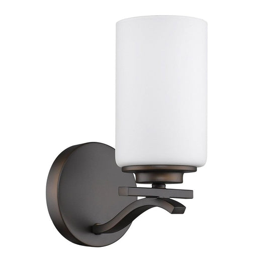 One Light Bronze and Glass Wall Sconce - Homeroots