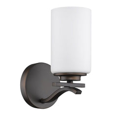 One Light Bronze and Glass Wall Sconce - Homeroots