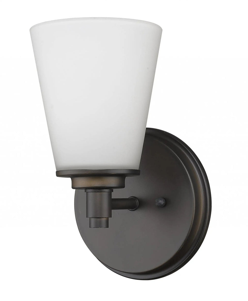 Bronze Wall Light with Frosted Glass Shade - Homeroots