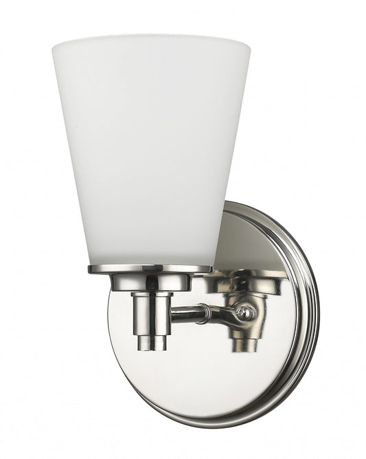 Silver Wall Light with Frosted Glass Shade - Homeroots