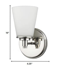 Silver Wall Light with Frosted Glass Shade - Homeroots