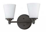Two Light Bronze Wall Light with Frosted Glass Shade - Homeroots