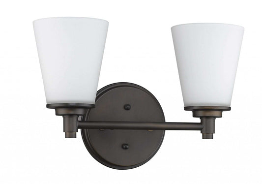 Two Light Bronze Wall Light with Frosted Glass Shade - Homeroots - Flyclothing LLC