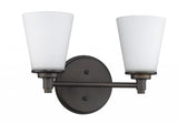 Two Light Bronze Wall Light with Frosted Glass Shade - Homeroots